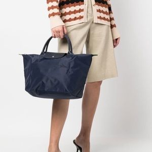 Longchamp Medium Navy Blue Le Pliage Tote Bag